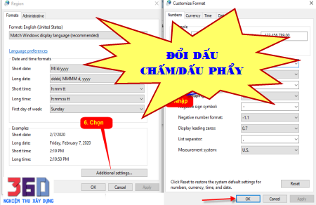 Cách chuyển dấu chấm thành dấu phẩy trong Excel trên Win 7 và  Win 10